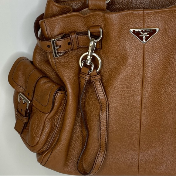 Prada Vitello Daino Buckle Side Pocket Leather Bag - Picture 14 of 16